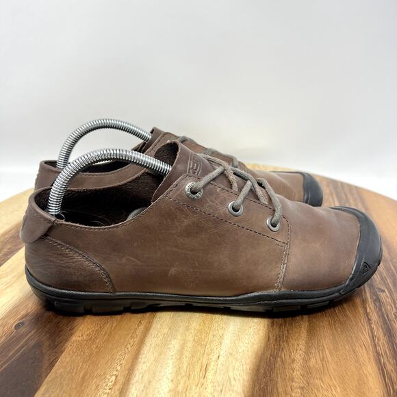 Keen Grayson Shoes Men's 9 Brown Leather Eyelet Lace Up Casual Comfort Oxfords - Picture 1 of 9